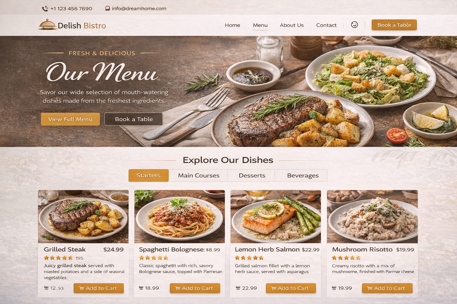 Restaurant Menu